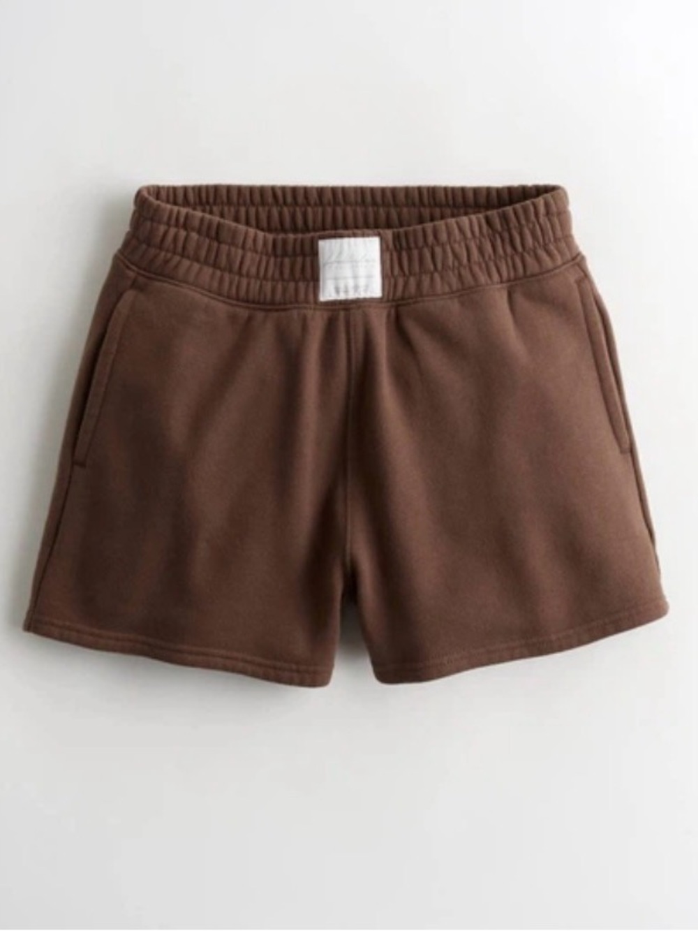 Hollister Brown Fleece Athletic High-Rise Logo Knit Sweat Shorts Sz Small